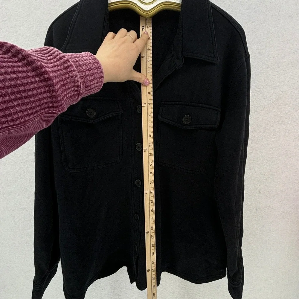 GOOD AMERICAN Black Shacket 3/4 L XL Oversized Button Front Shirt Jacket